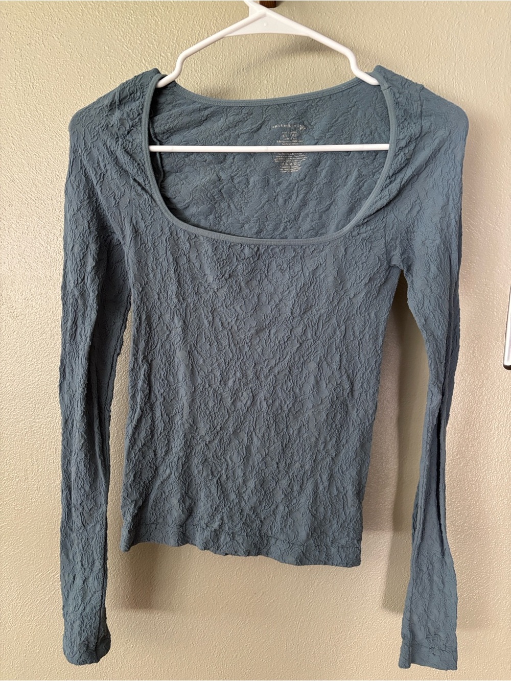 Intimately Free People Have It All Long Sleeve Seamless Top Jacquard Teal XS/S